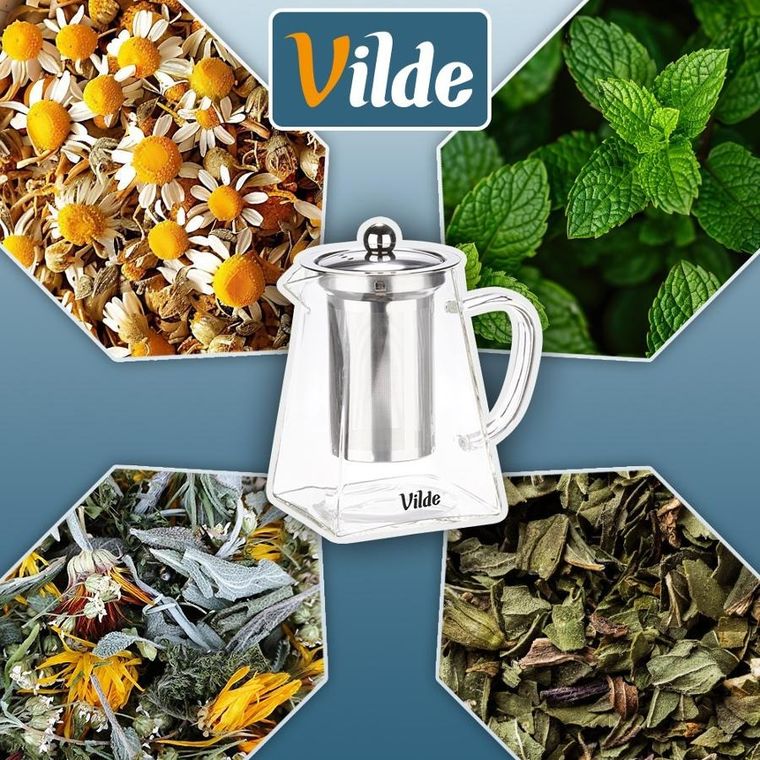 Vilde, dzbanek z zaparzaczem do herbaty, żaroodporny, szklany, 730 ml