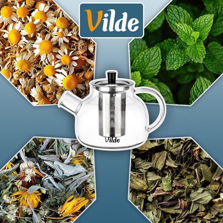Vilde, dzbanek z zaparzaczem do herbaty, żaroodporny, szklany, 850 ml