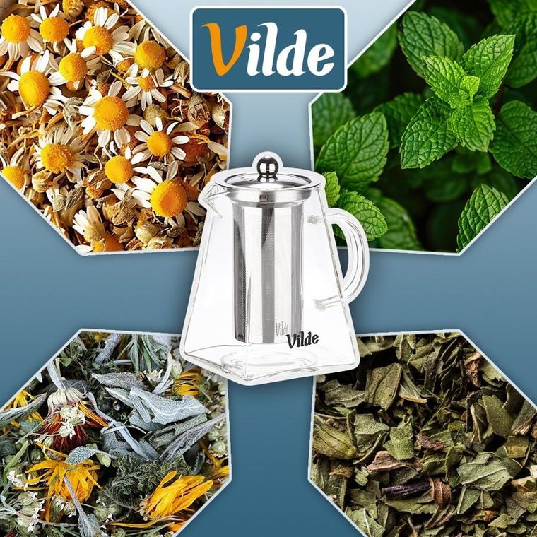 Vilde, dzbanek z zaparzaczem do herbaty, żaroodporny, szklany, 920 ml