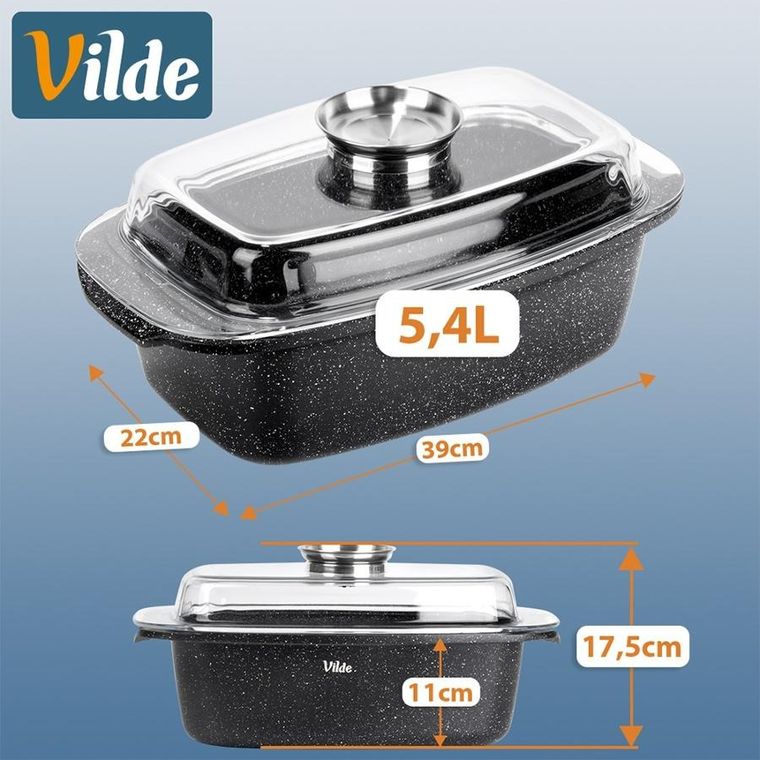 Vilde, Granitica, brytfanna granitowa z pokrywką, 5,4l, 39-22-17,5 cm