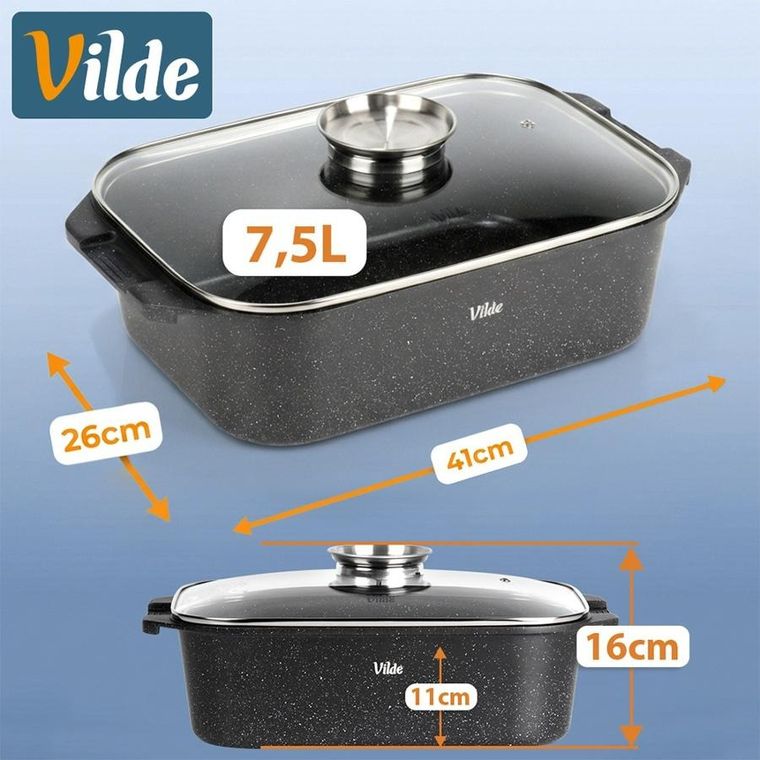 Vilde, Granitica, brytfanna granitowa z pokrywką, 7,5l, 41-26-16 cm