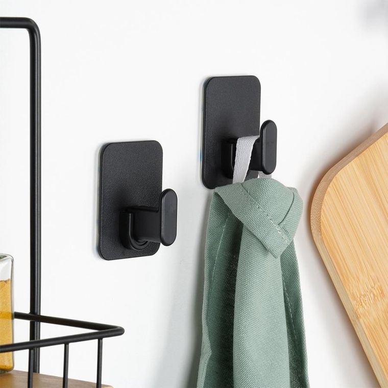 Vilde, haczyk wieszak samoprzylepny, czarny, 5-6,5 cm, 2 szt.