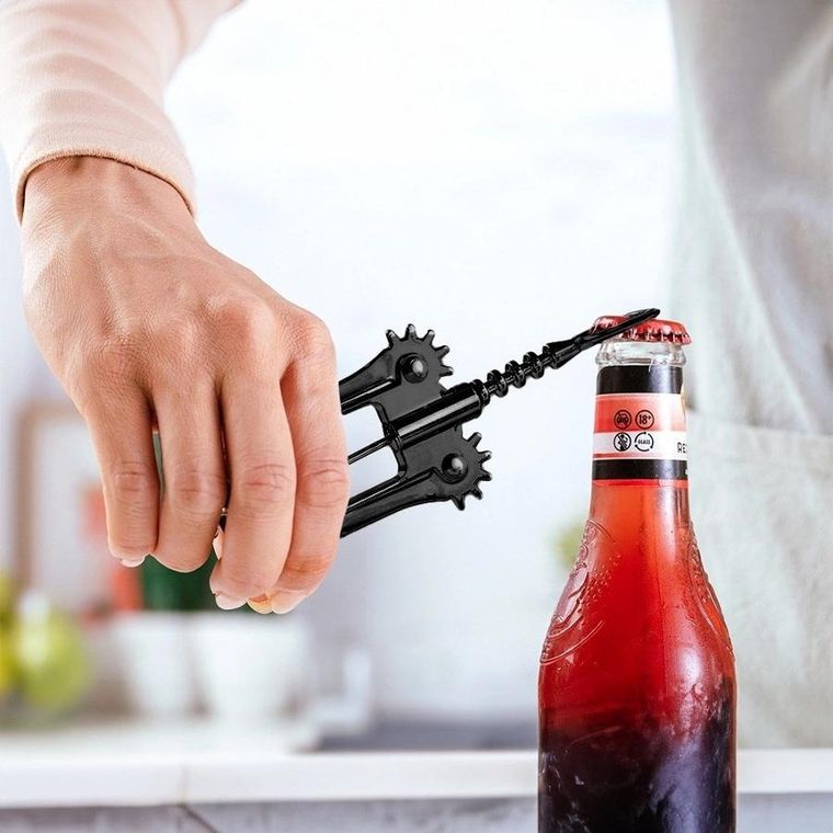 Vilde, korkociąg do wina, metalowy czarny, 16 cm