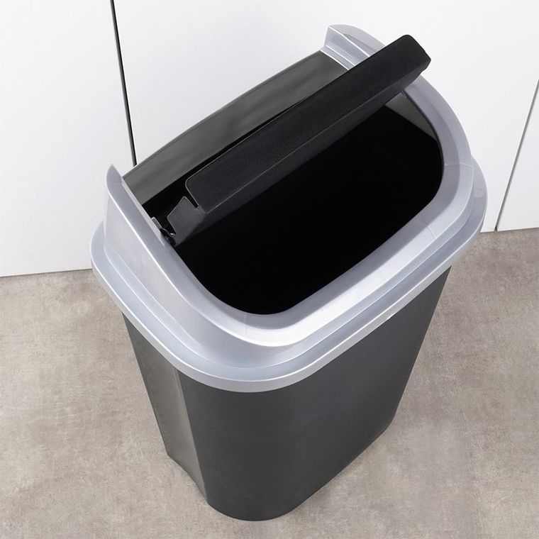 Vilde, kosz na śmieci plastikowy, czarny, 50 l