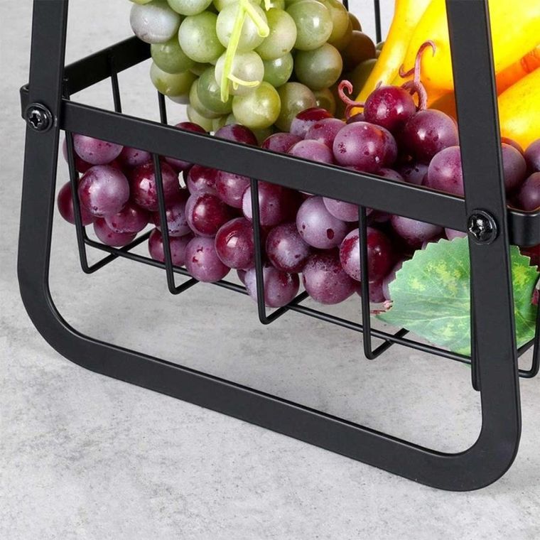Vilde, koszyk na owoce, metalowy, 2-poziomowy, czarny
