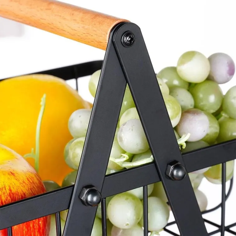 Vilde, koszyk na owoce metalowy, czarny, 3-poziomowy