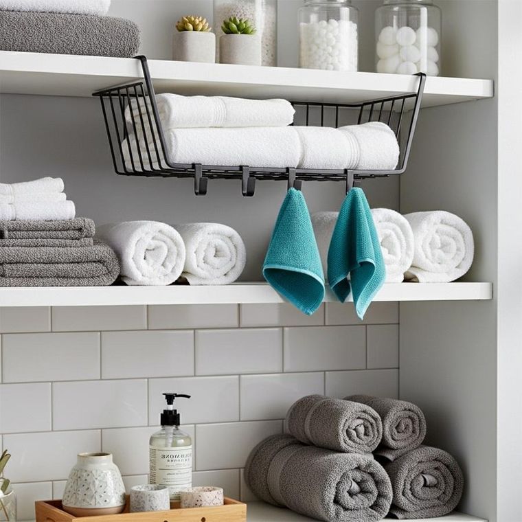 Vilde, koszyk podwieszany pod półkę, metalowy, czarny, 40,5-26-16 cm