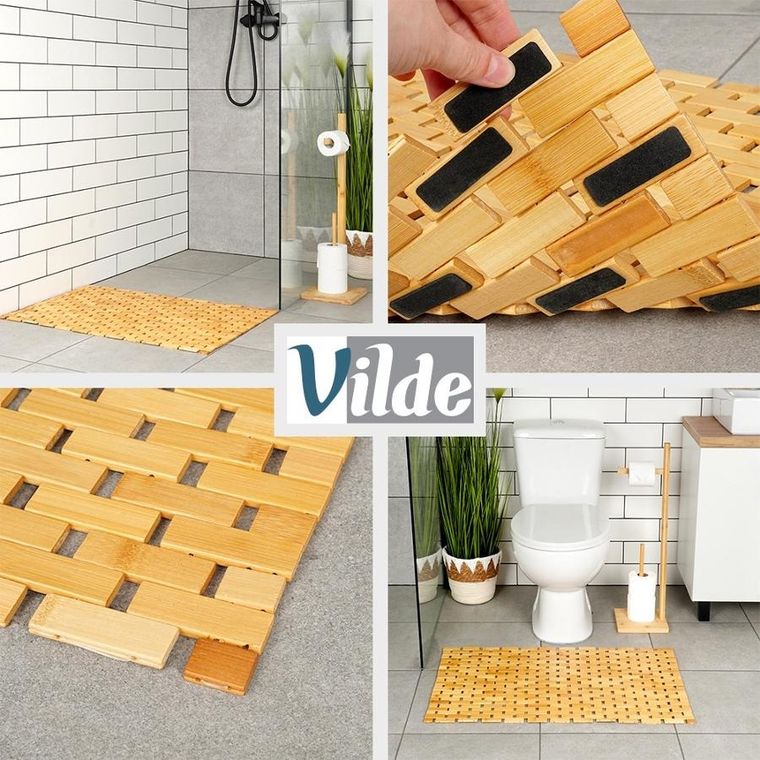 Vilde, mata antypoślizgowa łazienkowa, bambusowa, 80-50 cm