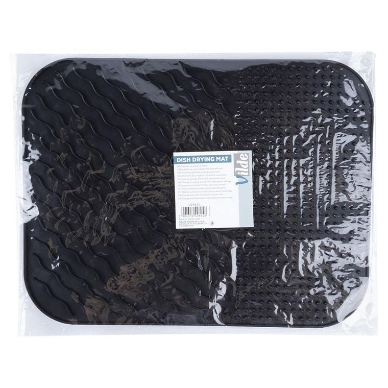 Vilde, mata do suszenia naczyń, silikonowa, czarna, 34-26,5 cm