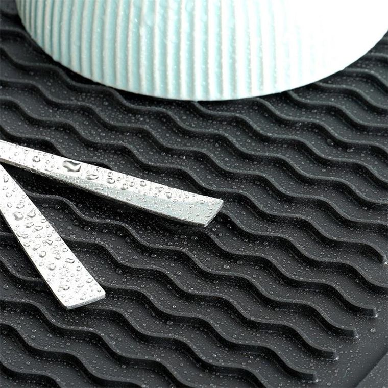 Vilde, mata do suszenia naczyń silikonowa, czarna, 40-30 cm