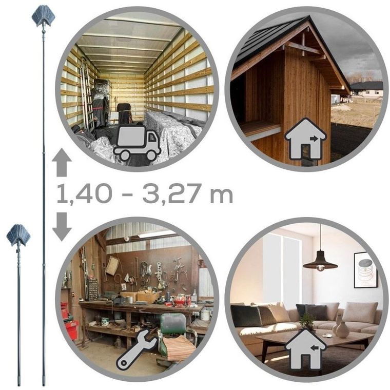 Vilde, miotła teleskopowa do kurzu i pajęczyn trójkątna, 140-327 cm