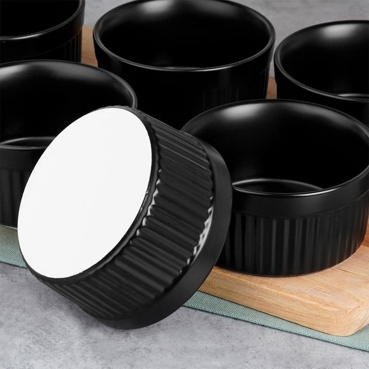 Vilde, miseczki do zapiekania ceramiczne, czarne, 260 ml, 6 szt.
