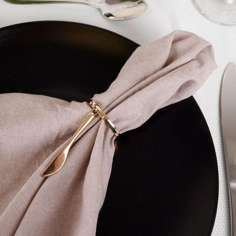 Vilde, obrączki na serwetki, metalowe złote sztućce, 4 szt.