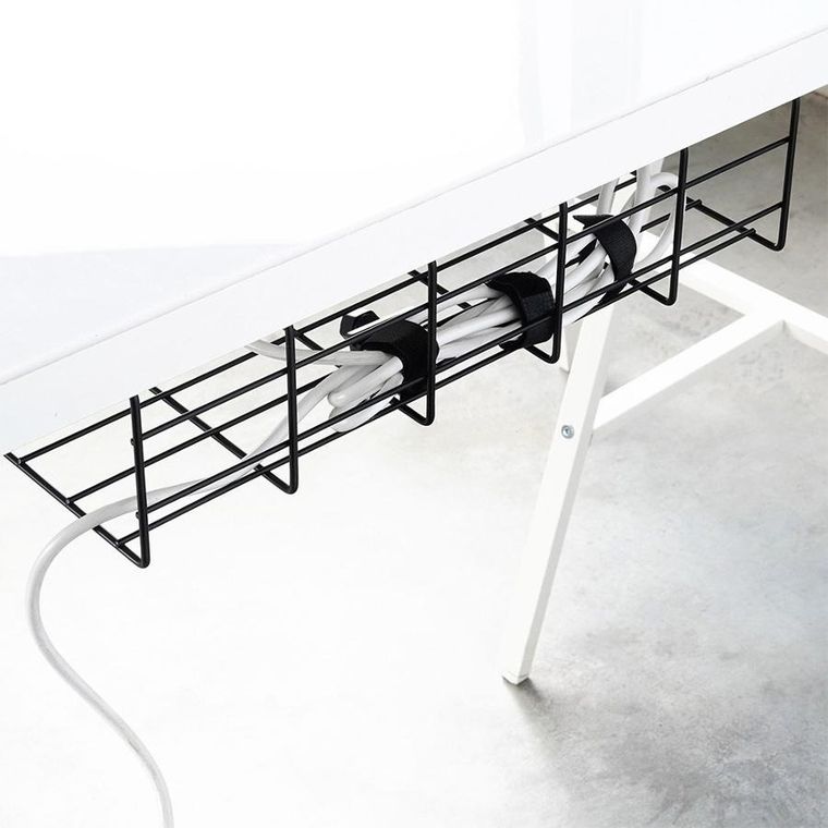 Vilde, organizer na kable pod blat biurka, metalowy czarny