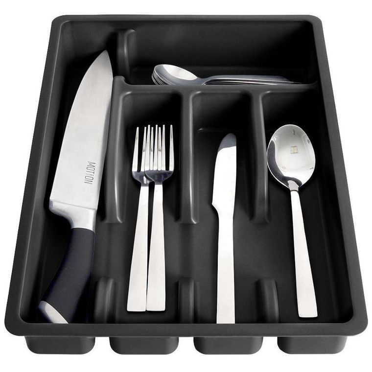 Vilde, organizer na sztućce, wkład do szuflady, czarny, 36-25,5-6 cm