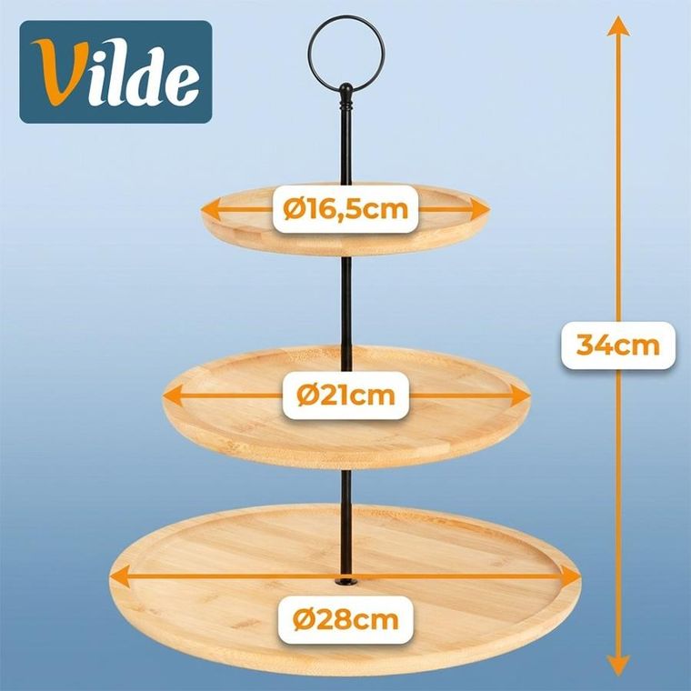 Vilde, patera bambusowa, 3-piętrowa, 34 cm
