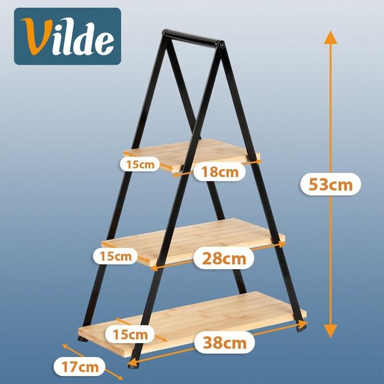Vilde, patera bambusowa, 3-piętrowa, 53 cm