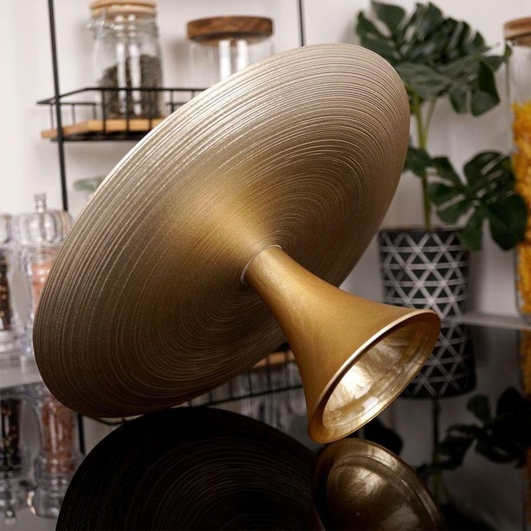 Vilde, patera na nóżce, szklana złota, 28 cm