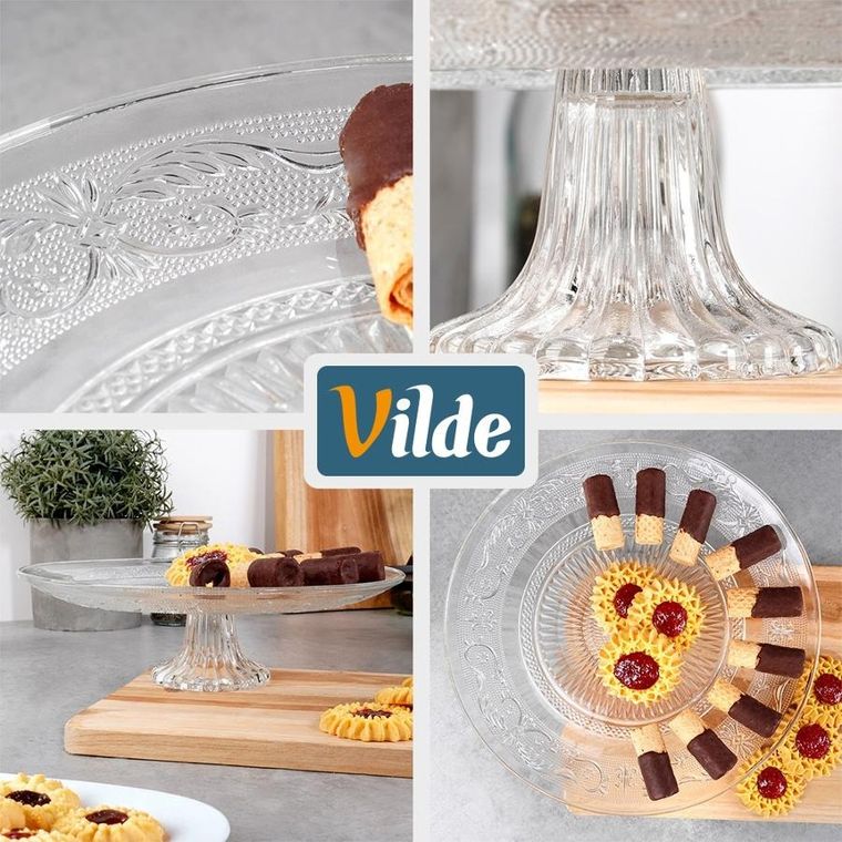 Vilde, patera na tort, szklana na nóżce, 25 cm