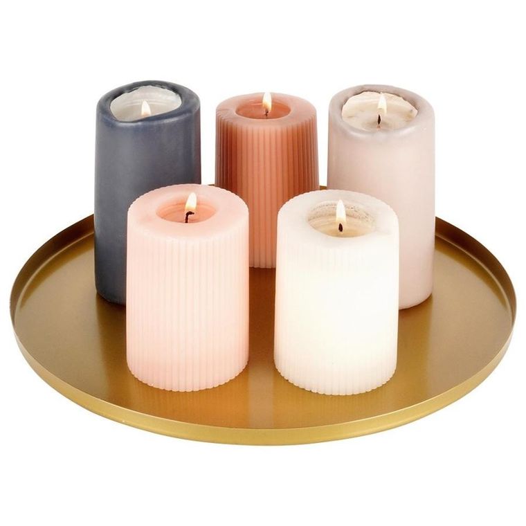 Vilde, podstawka pod kompozycje dekoracyjne, świece, metalowa, złota, 30 cm