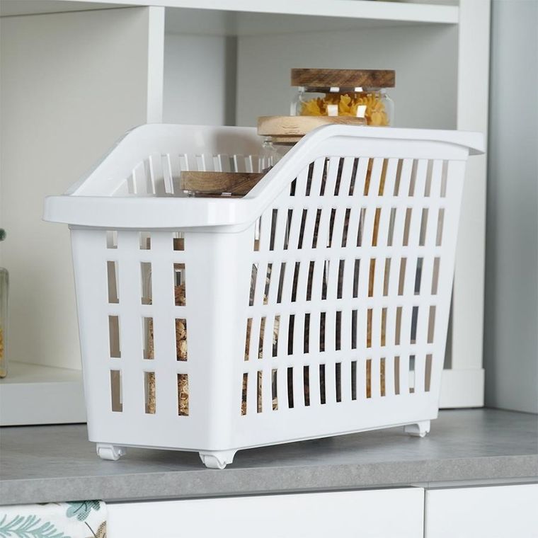 Vilde, pojemnik do przechowywania, na kółkach biały wąski, 13l