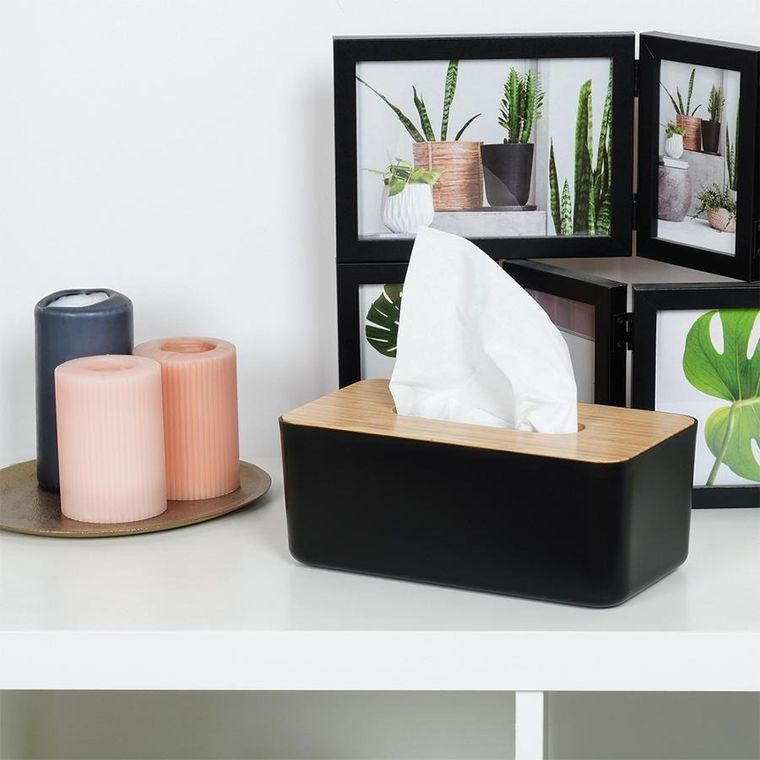 Vilde, pojemnik na chusteczki, czarny, 24-13-9,5 cm