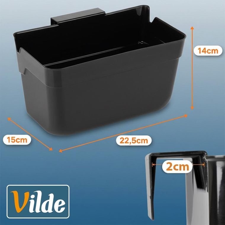 Vilde, pojemnik na obierki na drzwi, czarny, 2,5l, 22,5-15-13,5 cm