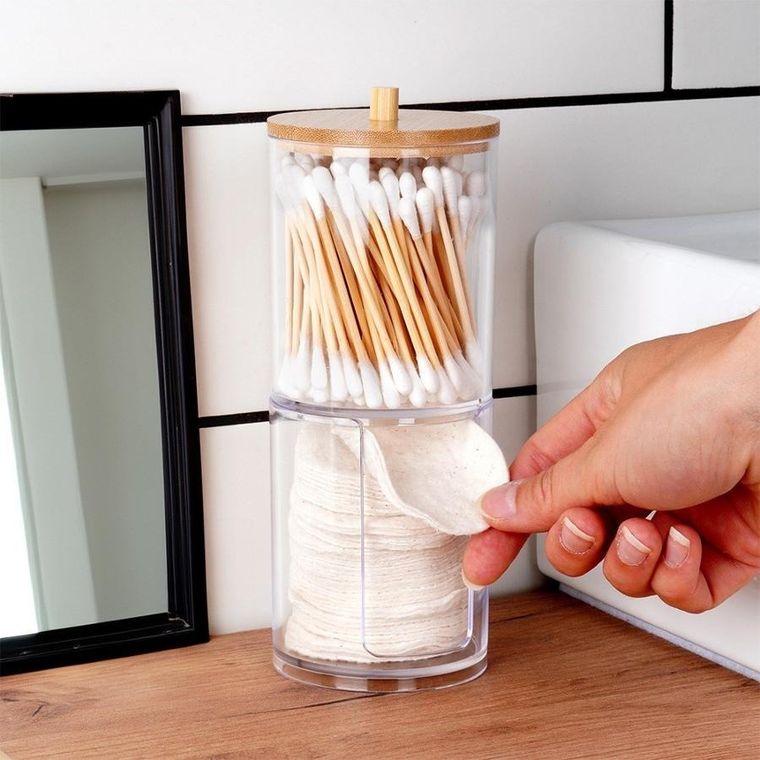 Vilde, pojemnik na patyczki i płatki kosmetyczne, dwupoziomowy