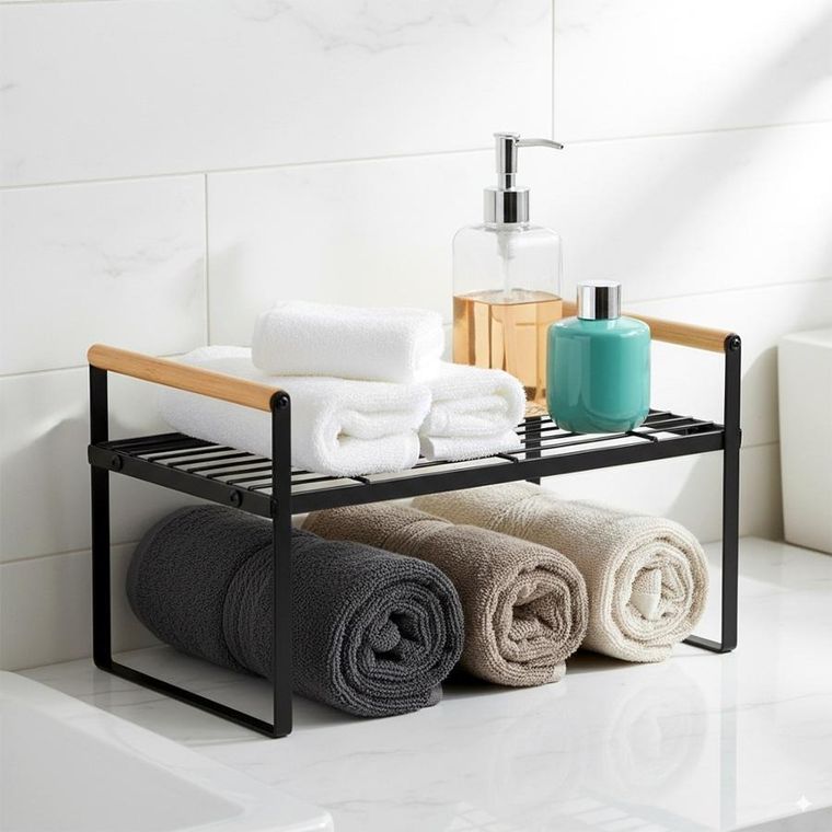 Vilde, półka kuchenna, metalowa, czarna, 33-21-19,5 cm