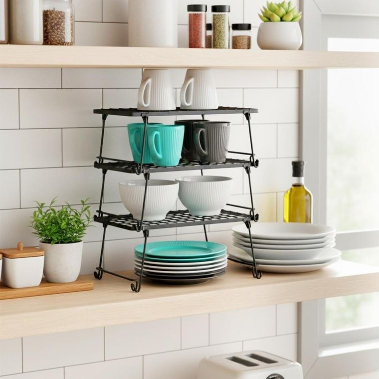 Vilde, półka kuchenna, metalowa, czarna, 36-22-15 cm