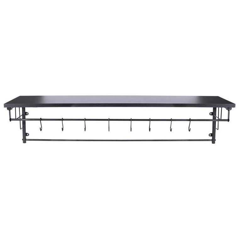 Vilde, półka z wieszakami ścienna, czarna
