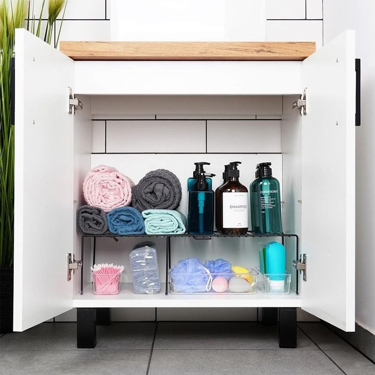 Vilde, rozsuwana półka kuchenna metalowa czarna, 34.5-48 cm