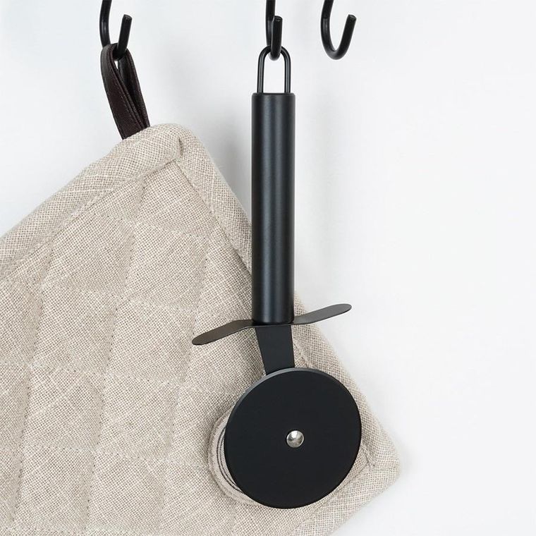 Vilde, stalowy nóż do pizzy, czarny, 20 cm