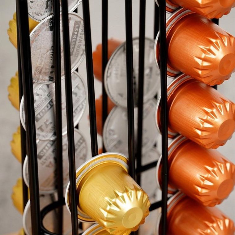 Vilde, stojak na kapsułki do kawy, nespresso, metalowy, czarny, 30 cm