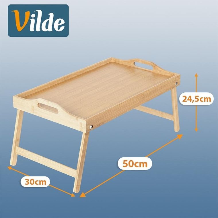 Vilde, stolik śniadaniowy 2w1, bambusowy, składany, 50-30-24,5 cm