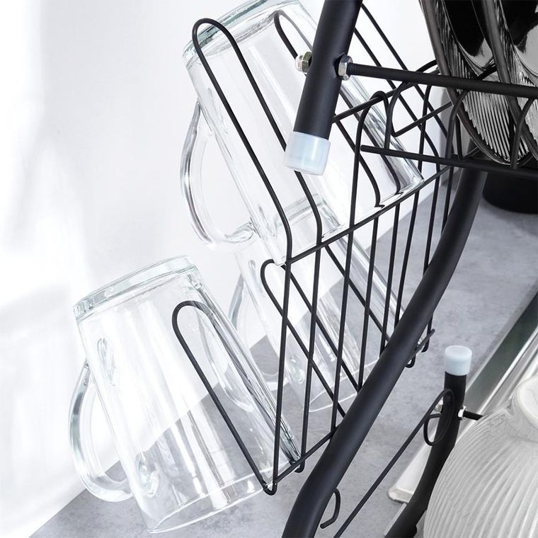 Vilde, suszarka na naczynia, czarna, 2-poziomowa, 52-24.5-38 cm