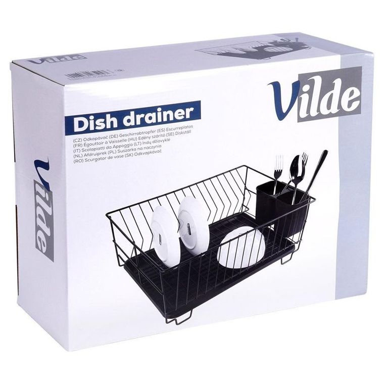 Vilde, suszarka na naczynia czarna, 40-33-17 cm