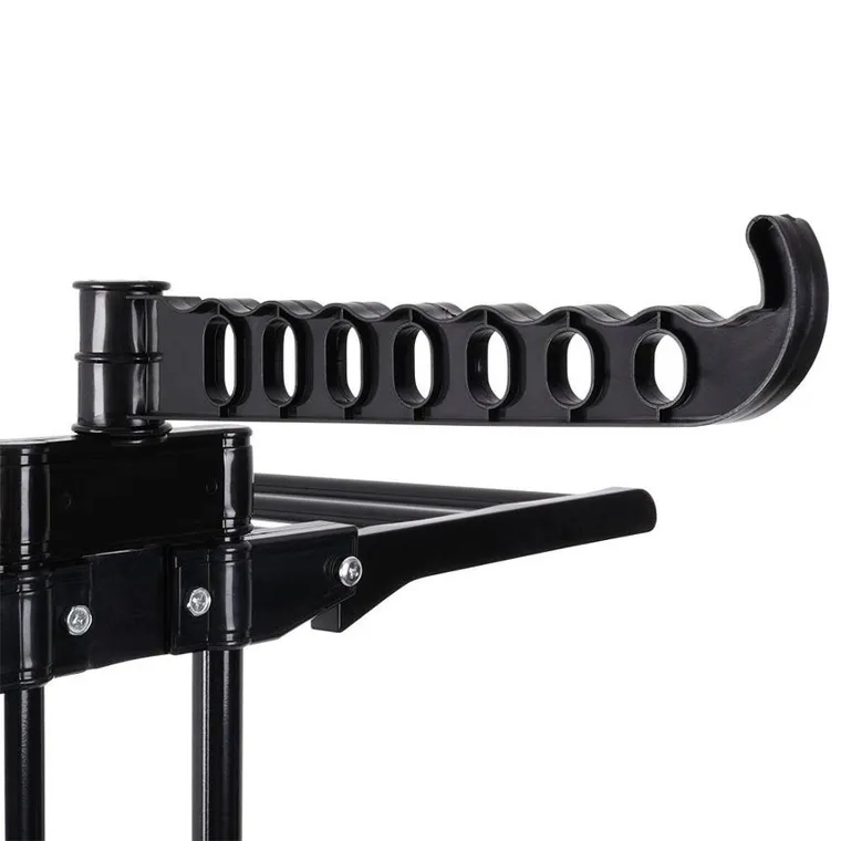 Vilde, suszarka na pranie metalowa, czarna, pionowa na kółkach, 125-170 cm