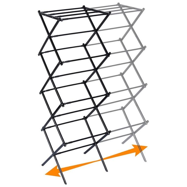 Vilde, suszarka na pranie, metalowa czarna, pionowa rozsuwana, 43-75-37.5-139 cm