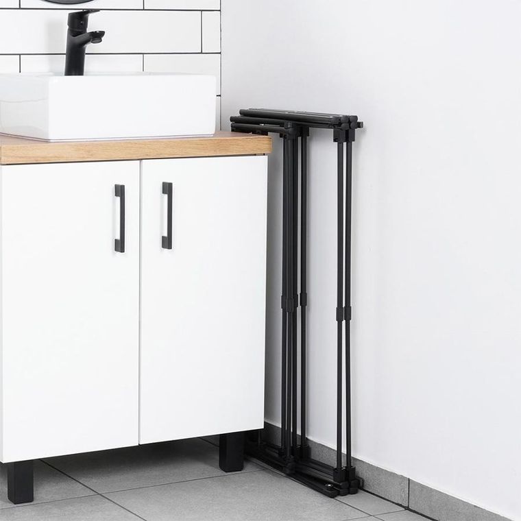 Vilde, suszarka na pranie, metalowa, czarna pionowa rozsuwana, 47-78-94 cm