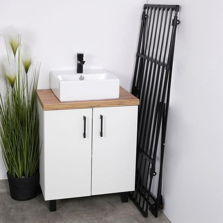 Vilde, suszarka na pranie metalowa, czarna rozsuwana XXL, 110-189 cm