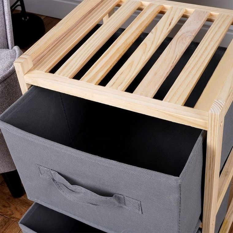 Vilde, szafka drewniana szara z dwoma szufladami, 46 cm