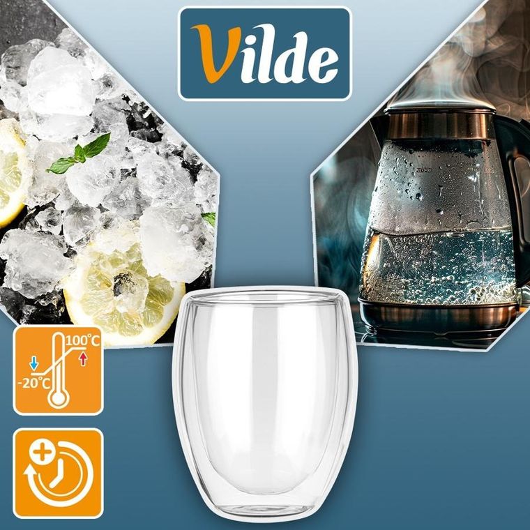 Vilde, szklanki termiczne z podwójną ścianką, do kawy i herbaty, 370 ml, 2 szt.