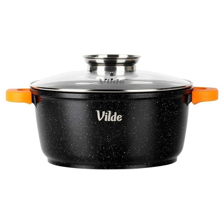 Vilde, Terruna Aroma, garnek ze szklaną pokrywką, granitowy, 24 cm, 4l