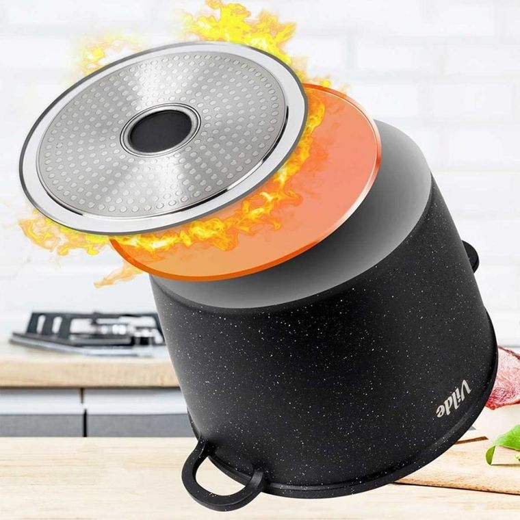 Vilde, Terruna Aroma, garnek ze szklaną pokrywką, granitowy, 24 cm, 6,7l