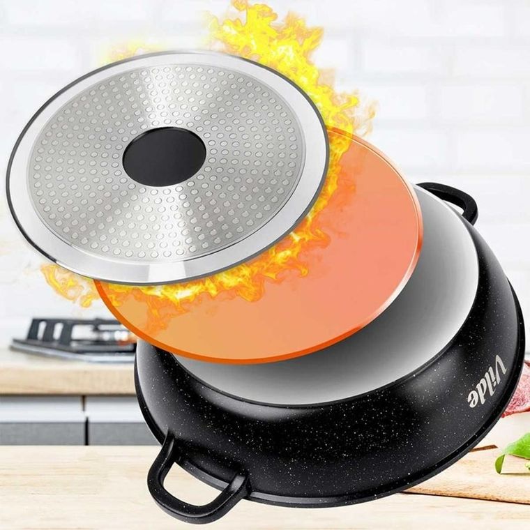 Vilde, Terruna Aroma, patelnia granitowa, ze szklaną pokrywką, głęboka, 28 cm, 3,3l