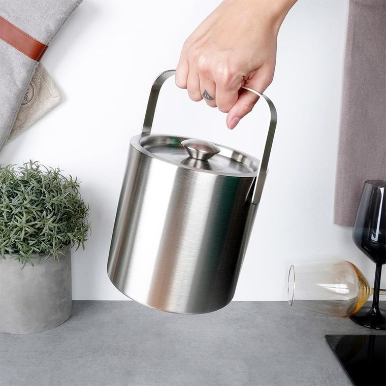 Vilde, wiaderko do lodu ze szczypcami, stalowe, termiczne