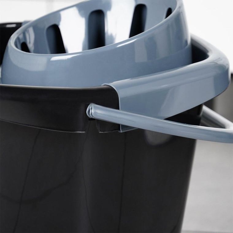 Vilde, wiadro do mopa z wyciskaczem, plastikowe, czarne, 14l