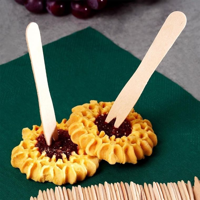 Vilde, widelczyki do przekąsek, frytek, drewniane, 8,5 cm, 50 szt.