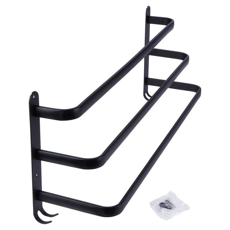 Vilde, wieszak na ręczniki aluminiowy, czarny, 60 cm